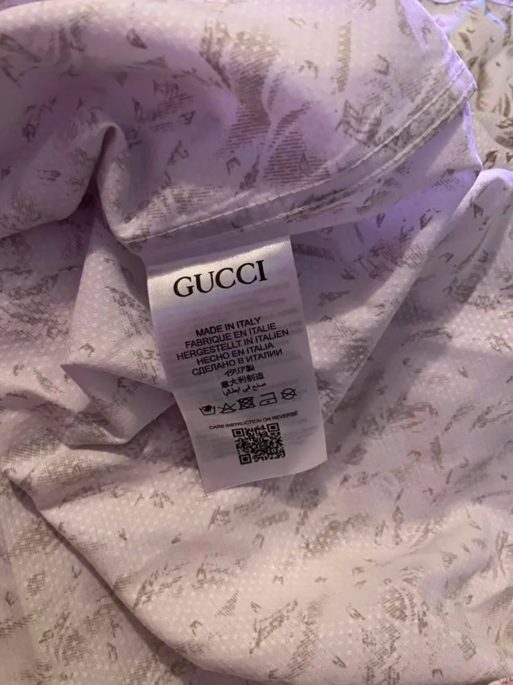 Gucci White Allover Print Button-Up Shirt Made in Italy